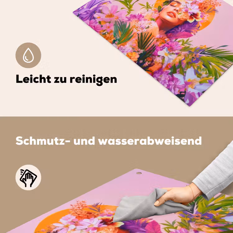 Vrouw - Abstract - Cirkel - Bloemen Inductie beschemer met haakjes klein -ky-schoon-de