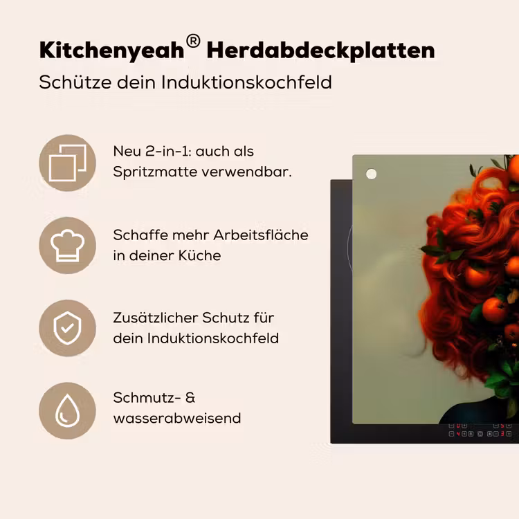 Vrouw - Appels - Rood - Bladeren Inductie beschemer met haakjes klein -ky-usp-de