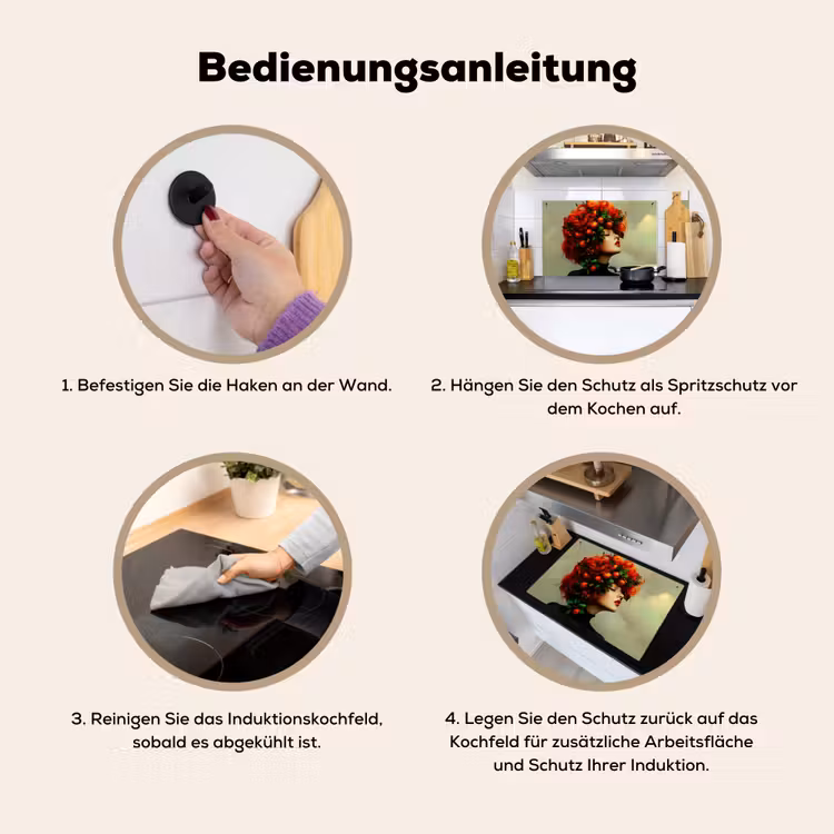 Vrouw - Appels - Rood - Bladeren Inductie beschemer met haakjes klein -ky-gebruik-de