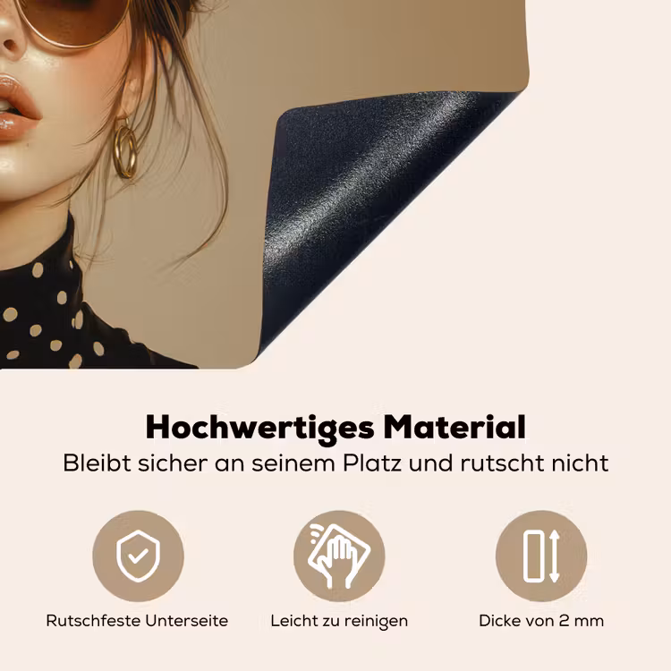 Vrouw - Beige - Bloem - Modern - Portret Inductie beschemer met haakjes klein -ky-onderkant-de