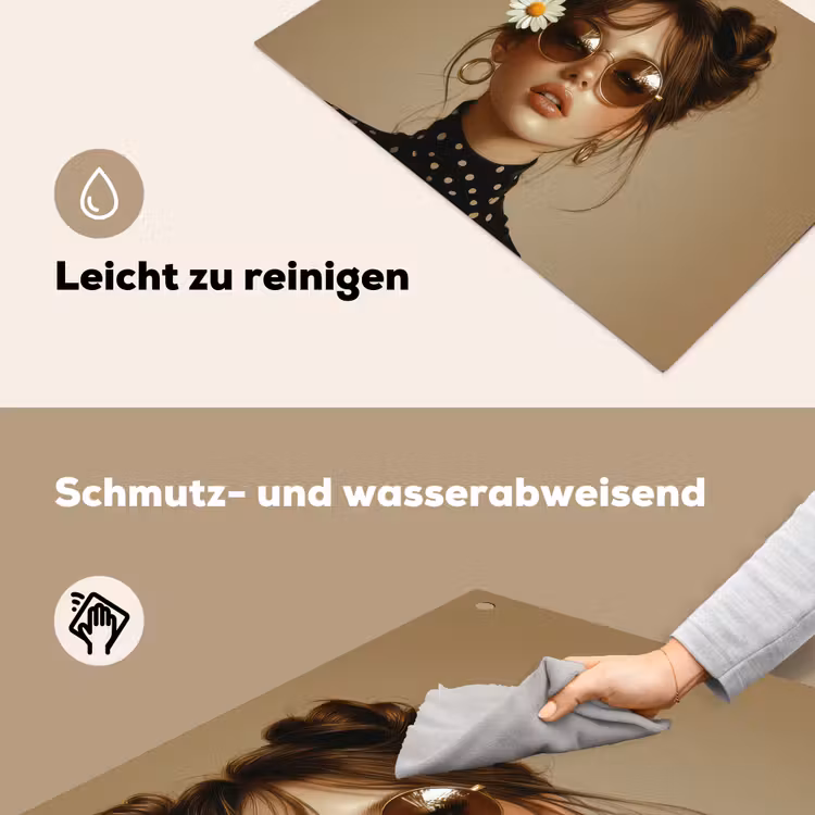 Vrouw - Beige - Bloem - Modern - Portret Inductie beschemer met haakjes klein -ky-schoon-de