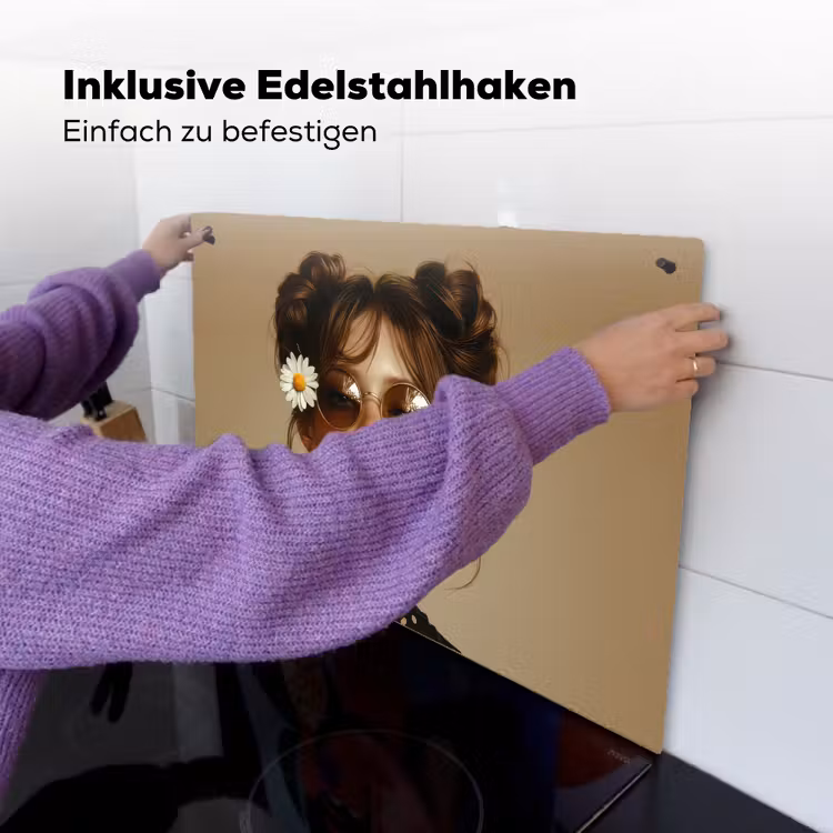 Vrouw - Beige - Bloem - Modern - Portret Inductie beschemer met haakjes klein -ky-ophangen-de
