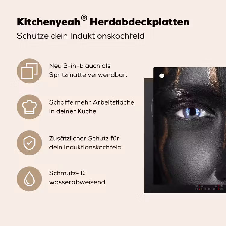 Vrouw - Bladgoud - Zwart - Goud - Luxe Inductie beschemer met haakjes klein -ky-usp-de
