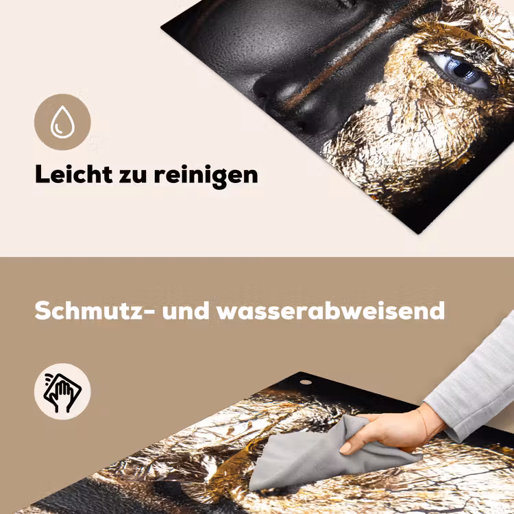 Vrouw - Bladgoud - Zwart - Goud - Luxe Inductie beschemer met haakjes klein -ky-schoon-de