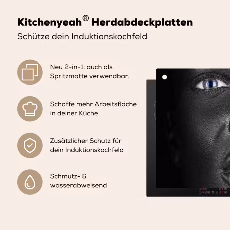 Vrouw - Bladgoud - Zwart - Huid - Luxe Inductie beschemer met haakjes klein -ky-usp-de