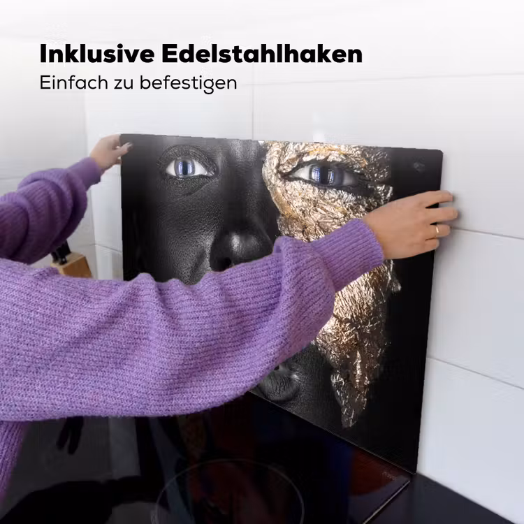 Vrouw - Bladgoud - Zwart - Huid - Luxe Inductie beschemer met haakjes klein -ky-ophangen-de