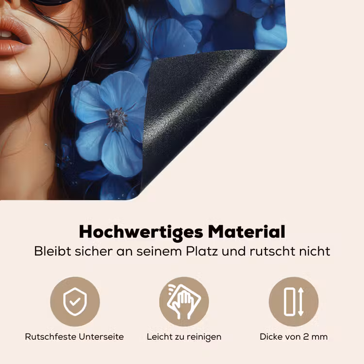 Vrouw - Blauw - Bloemen - Vlinders - Natuur Inductie beschemer met haakjes klein -ky-onderkant-de