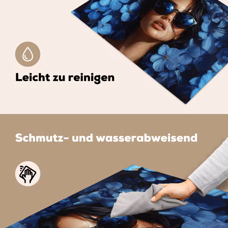 Vrouw - Blauw - Bloemen - Vlinders - Natuur Inductie beschemer met haakjes klein -ky-schoon-de