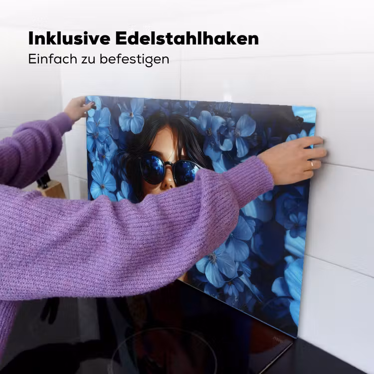 Vrouw - Blauw - Bloemen - Vlinders - Natuur Inductie beschemer met haakjes klein -ky-ophangen-de