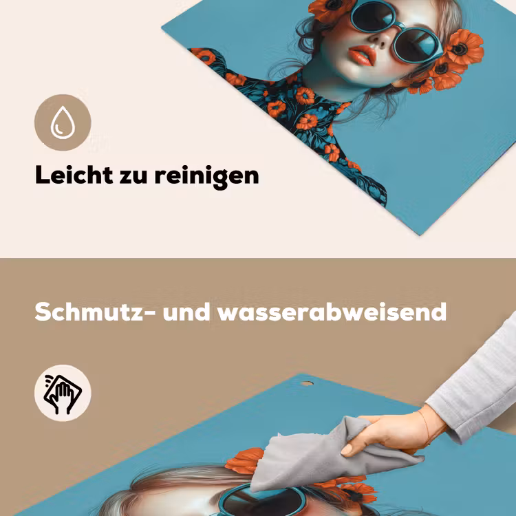 Vrouw - Blauw - Vlinder - Bloemen - Aesthetic Inductie beschemer met haakjes klein -ky-schoon-de