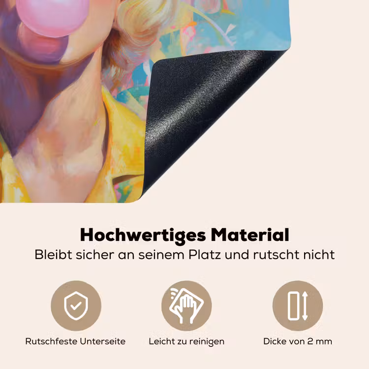 Vrouw - Blond - Roze kauwgom - Kleurrijk - Pastel Inductie beschemer met haakjes middel -ky-onderkant-de