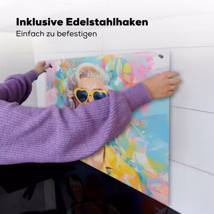 Vrouw - Blond - Roze kauwgom - Kleurrijk - Pastel Inductie beschemer met haakjes middel -ky-ophangen-de