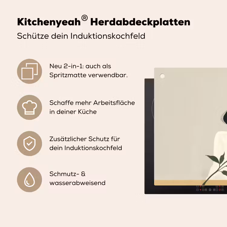 Vrouw - Bloem - Geel - Minimalistisch Inductie beschemer met haakjes klein -ky-usp-de