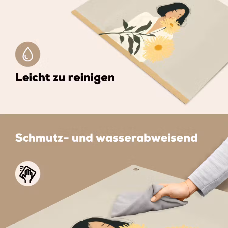 Vrouw - Bloem - Geel - Minimalistisch Inductie beschemer met haakjes klein -ky-schoon-de
