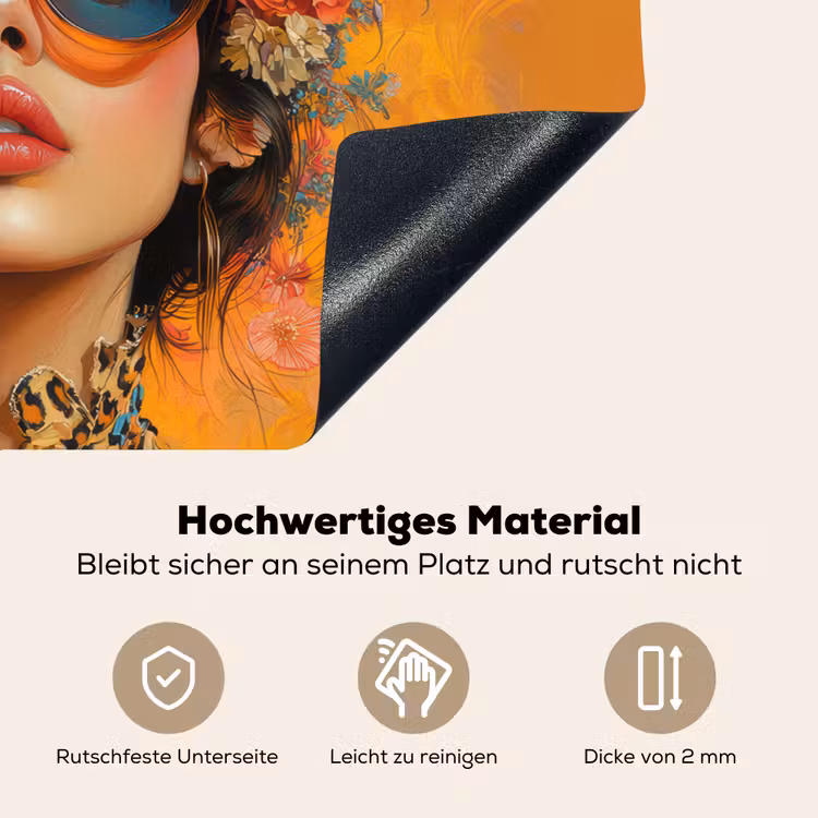 Vrouw - Bloemen - Aesthetic - Oranje Inductie beschemer met haakjes klein -ky-onderkant-de