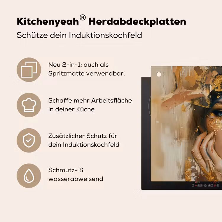 Vrouw - Bloemen - Goud - Portret Inductie beschemer met haakjes klein -ky-usp-de