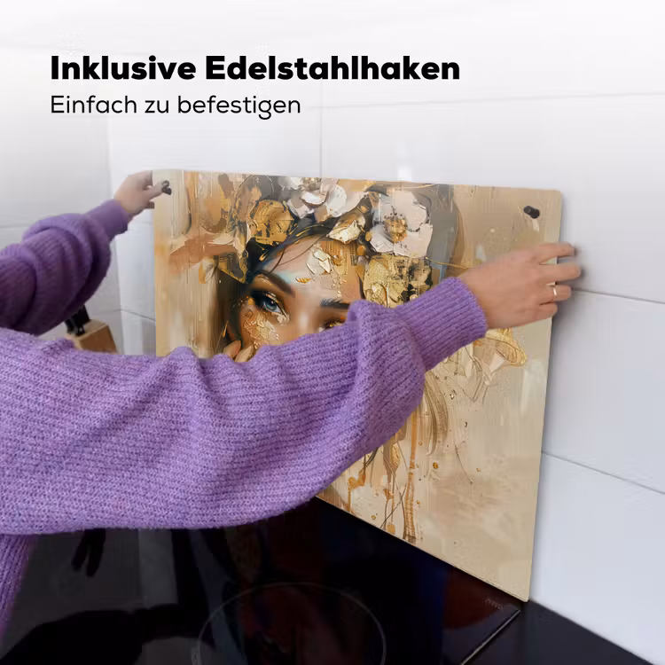 Vrouw - Bloemen - Goud - Portret Inductie beschemer met haakjes klein -ky-ophangen-de