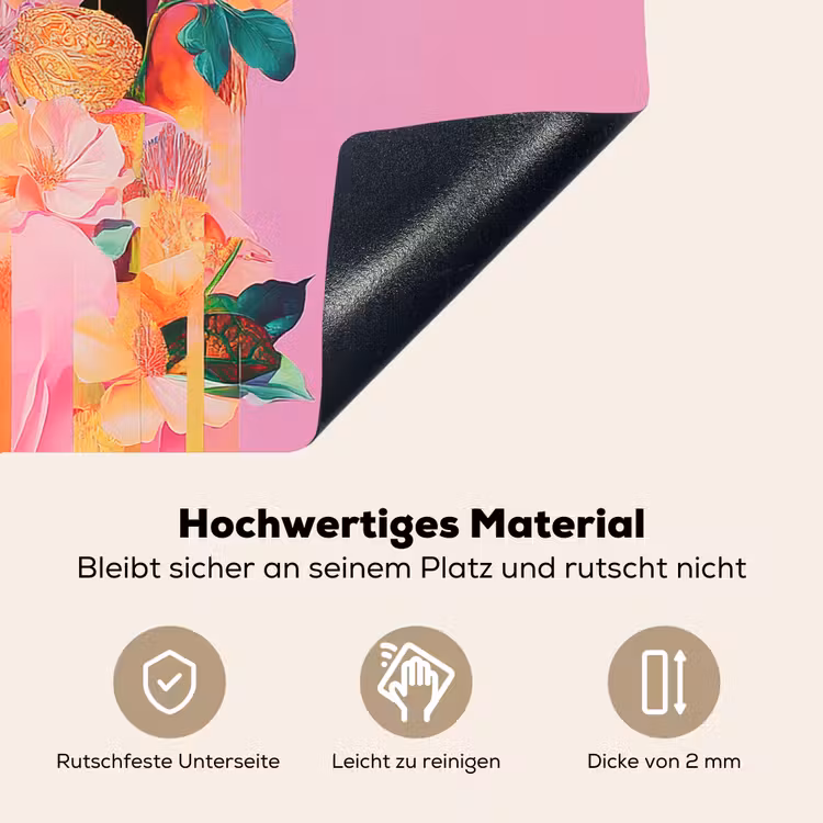 Vrouw - Bloemen - Paars - Abstract Inductie beschemer met haakjes klein -ky-onderkant-de