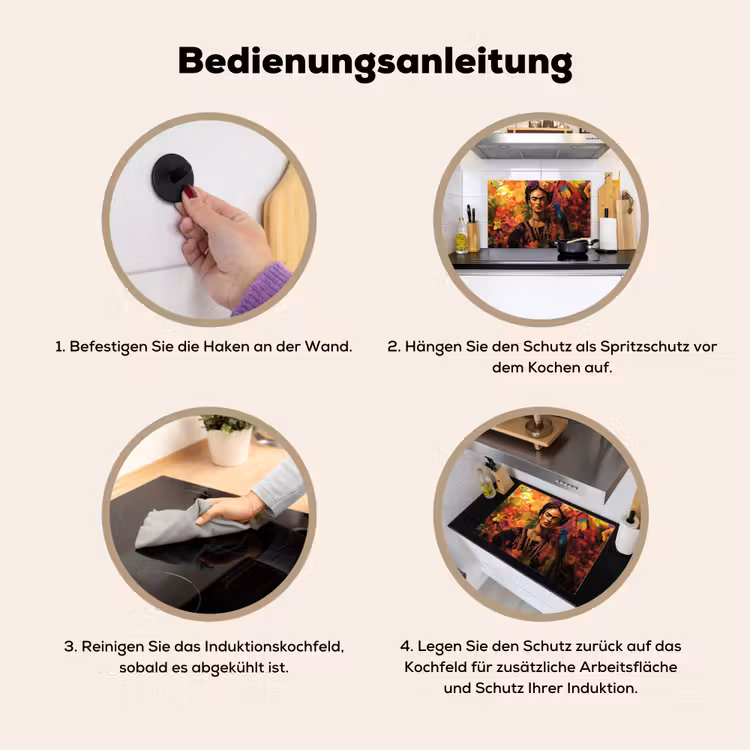 Vrouw - Bloemen - Papegaai - Schilderachtig Inductie beschemer met haakjes klein -ky-gebruik-de