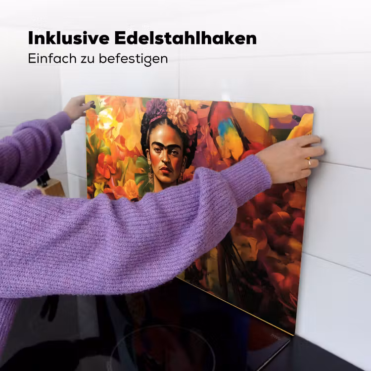 Vrouw - Bloemen - Papegaai - Schilderachtig Inductie beschemer met haakjes klein -ky-ophangen-de