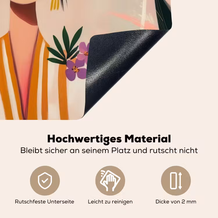 Vrouw - Bloemen - Pastel Inductie beschemer met haakjes middel -ky-onderkant-de