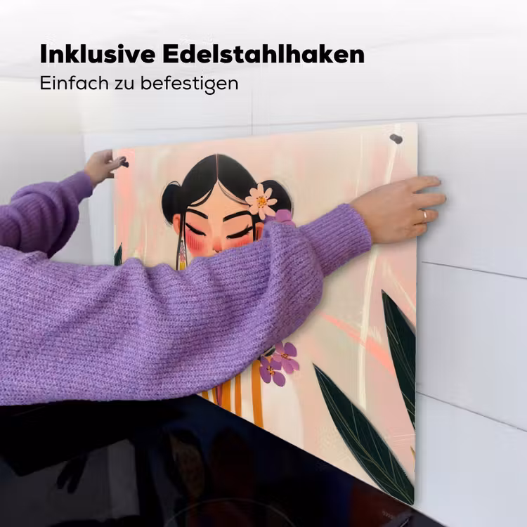 Vrouw - Bloemen - Pastel Inductie beschemer met haakjes middel -ky-ophangen-de
