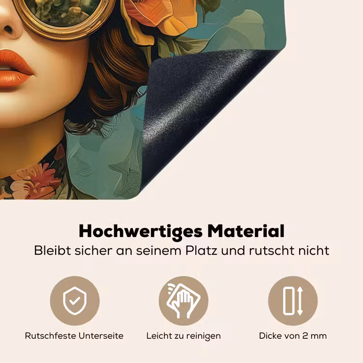 Vrouw - Bloemen - Vlinders - Natuur - Vintage Inductie beschemer met haakjes klein -ky-onderkant-de