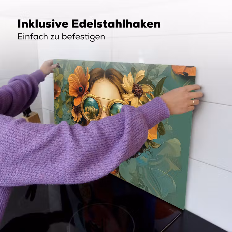 Vrouw - Bloemen - Vlinders - Natuur - Vintage Inductie beschemer met haakjes klein -ky-ophangen-de