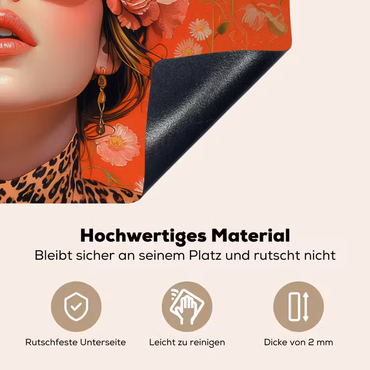 Vrouw - Kleurrijk - Dierenprint - Bloemen Inductie beschemer met haakjes klein -ky-onderkant-de