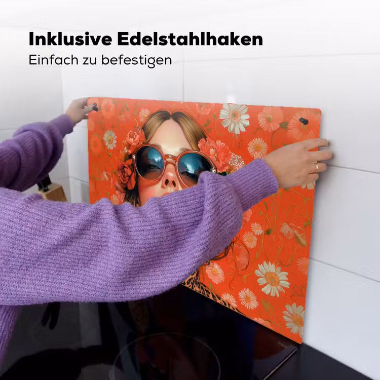 Vrouw - Kleurrijk - Dierenprint - Bloemen Inductie beschemer met haakjes klein -ky-ophangen-de