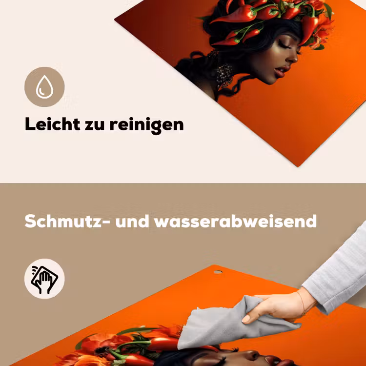 Vrouw - Chilipepers - Pepers - Bloemen Inductie beschemer met haakjes klein -ky-schoon-de