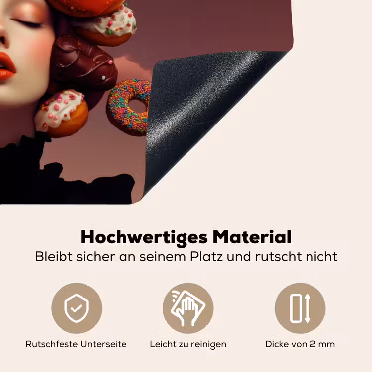 Vrouw - Donuts - Kleurrijk Inductie beschemer met haakjes klein -ky-onderkant-de