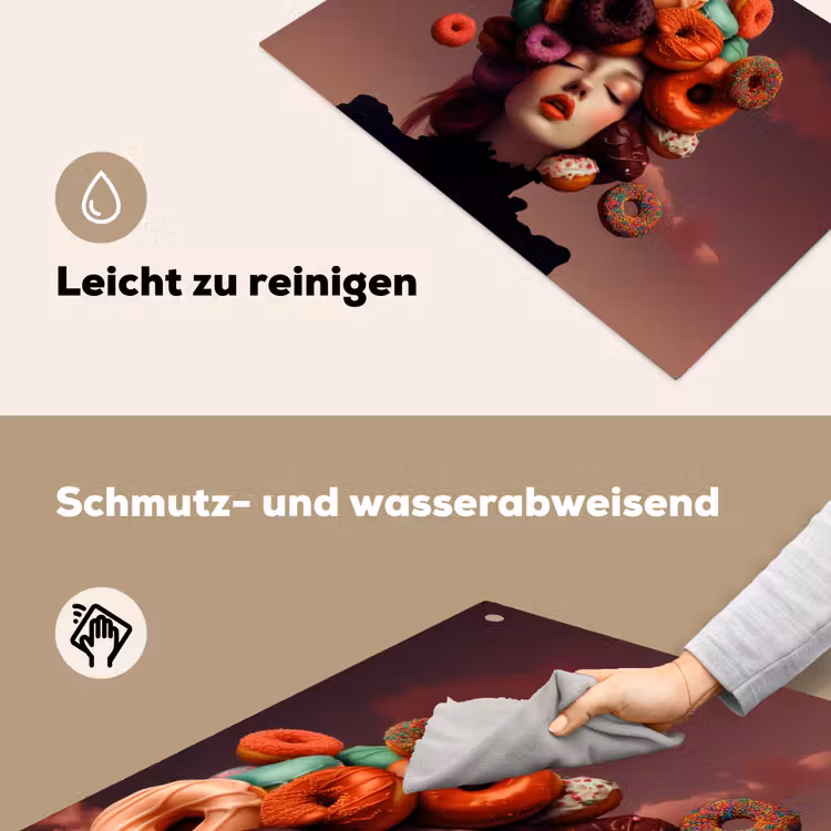 Vrouw - Donuts - Kleurrijk Inductie beschemer met haakjes klein -ky-schoon-de