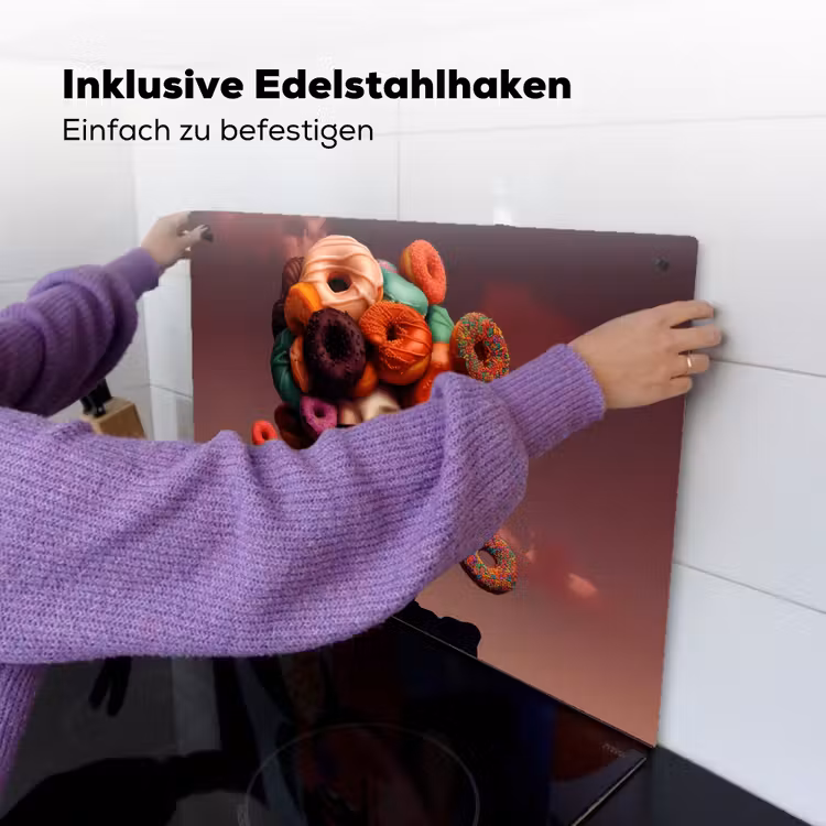 Vrouw - Donuts - Kleurrijk Inductie beschemer met haakjes klein -ky-ophangen-de