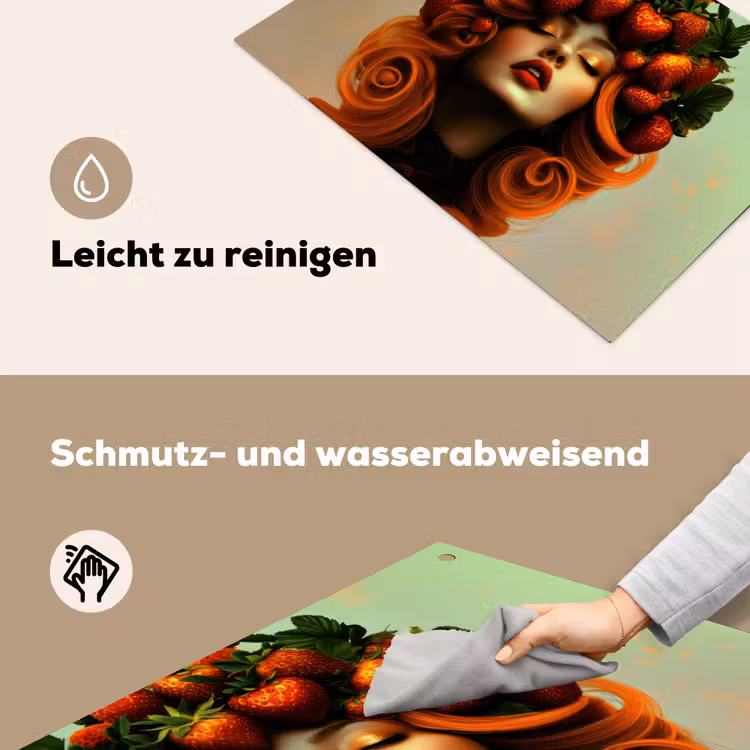 Vrouw - Aardbeien - Kroon Inductie beschemer met haakjes klein -ky-schoon-de