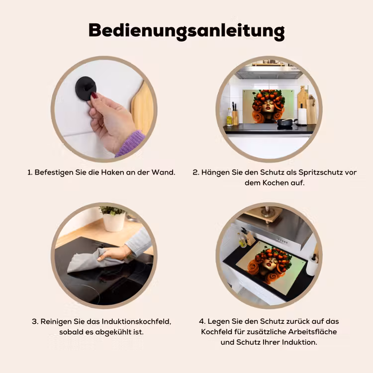 Vrouw - Aardbeien - Kroon Inductie beschemer met haakjes klein -ky-gebruik-de