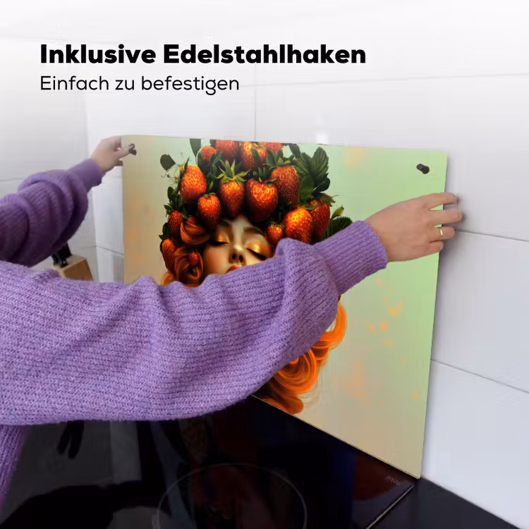 Vrouw - Aardbeien - Kroon Inductie beschemer met haakjes klein -ky-ophangen-de