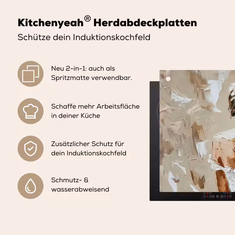 Vrouw - Verf - Abstract - Beige - Modern Inductie beschemer met haakjes klein -ky-usp-de