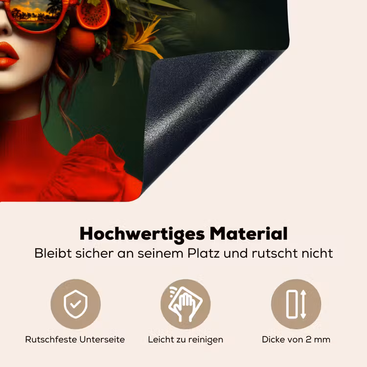 Vrouw - Vruchten - Papaja - Ananas Inductie beschemer met haakjes klein -ky-onderkant-de
