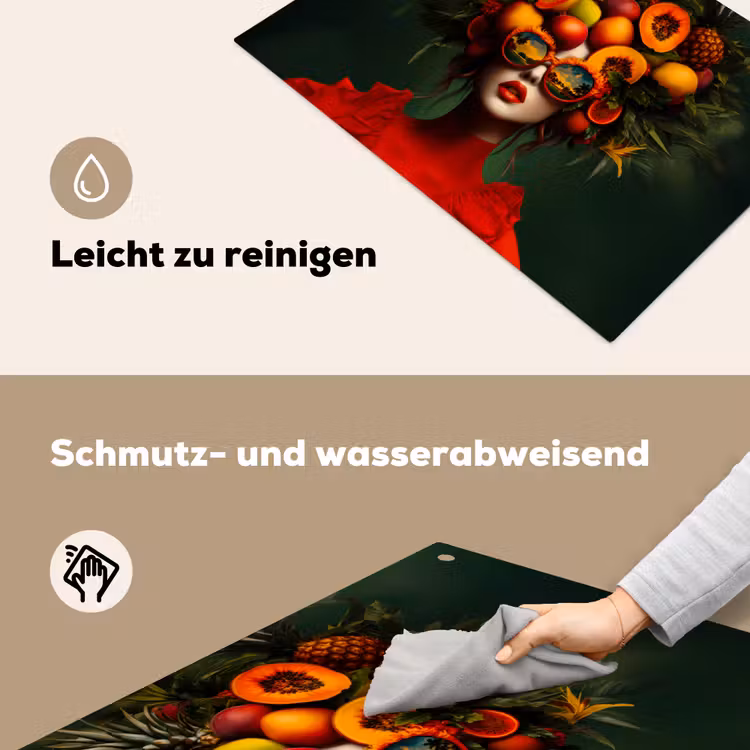 Vrouw - Vruchten - Papaja - Ananas Inductie beschemer met haakjes klein -ky-schoon-de