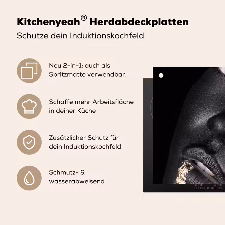 Vrouw - Goud - Zwart - Verf - Luxe Inductie beschemer met haakjes klein -ky-usp-de