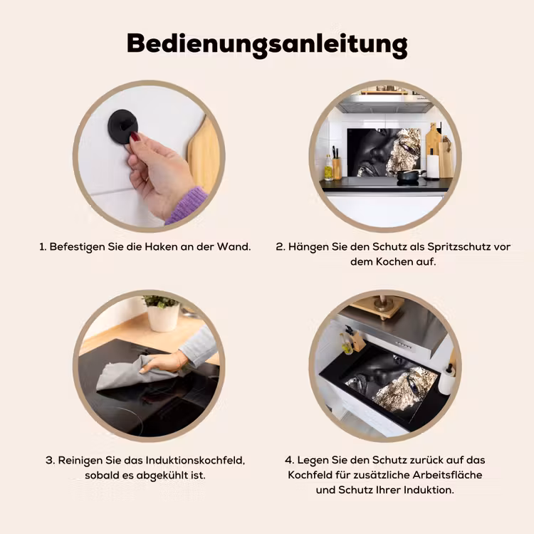 Vrouw - Goud - Zwart - Verf - Luxe Inductie beschemer met haakjes klein -ky-gebruik-de