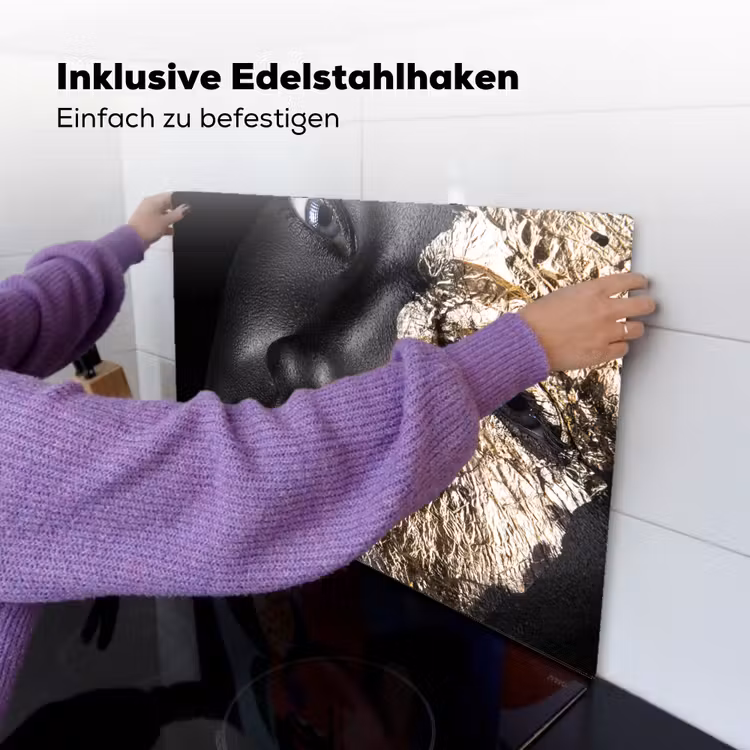 Vrouw - Goud - Zwart - Verf - Luxe Inductie beschemer met haakjes klein -ky-ophangen-de