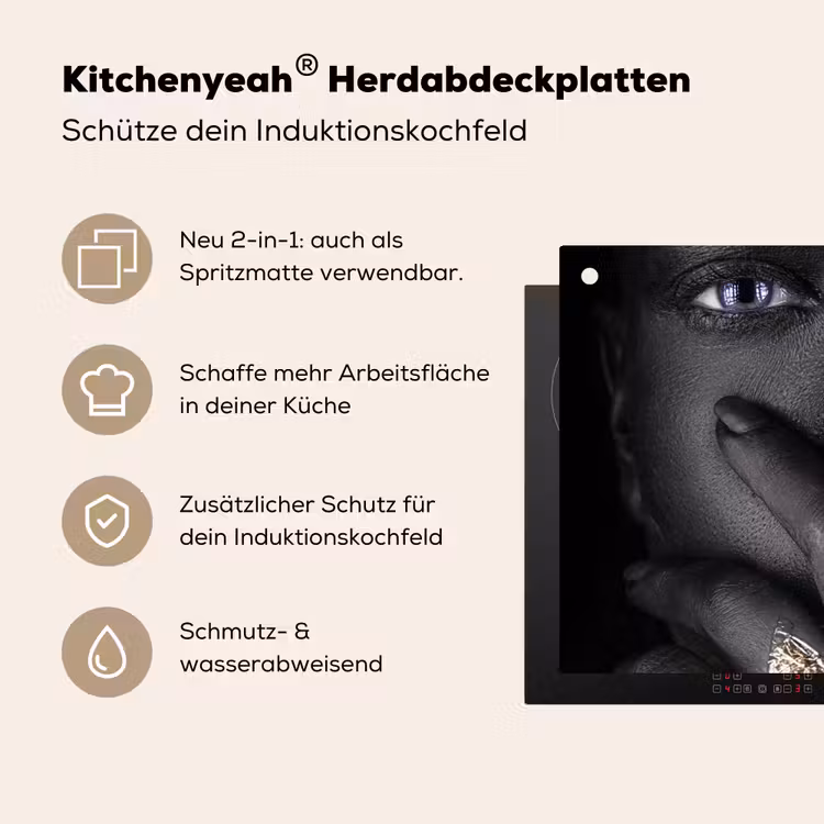 Vrouw - Goud - Zwart - Schmink - Luxe Inductie beschemer met haakjes klein -ky-usp-de