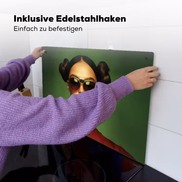 Vrouw - Groen - Bril - Aesthetic - Modern Inductie beschemer met haakjes klein -ky-ophangen-de