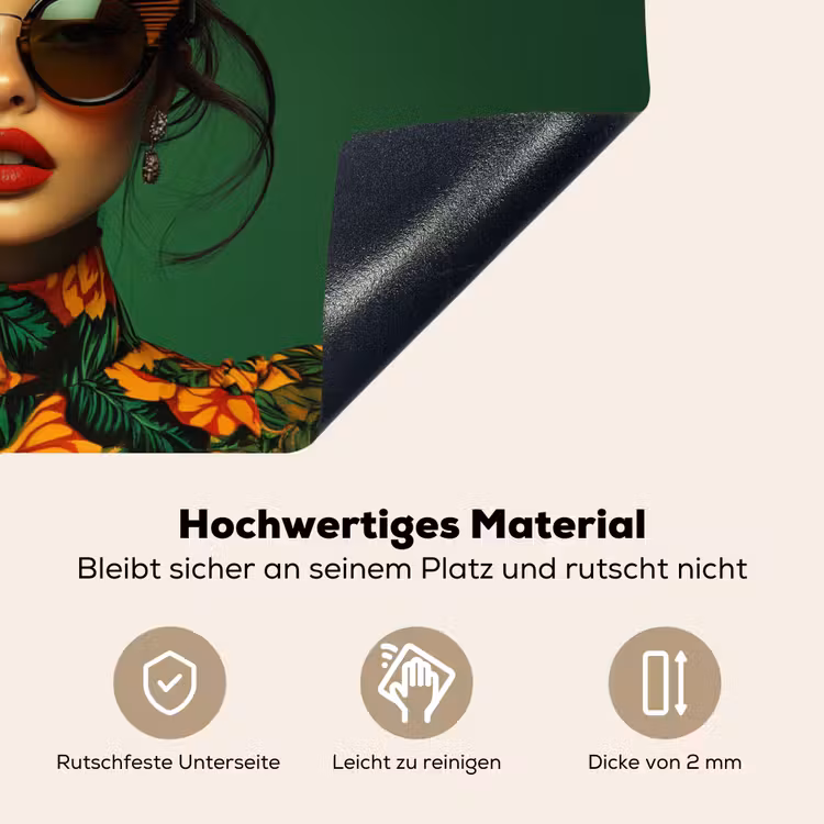 Vrouw - Groen - Modern - Bril - Abstract Inductie beschemer met haakjes klein -ky-onderkant-de