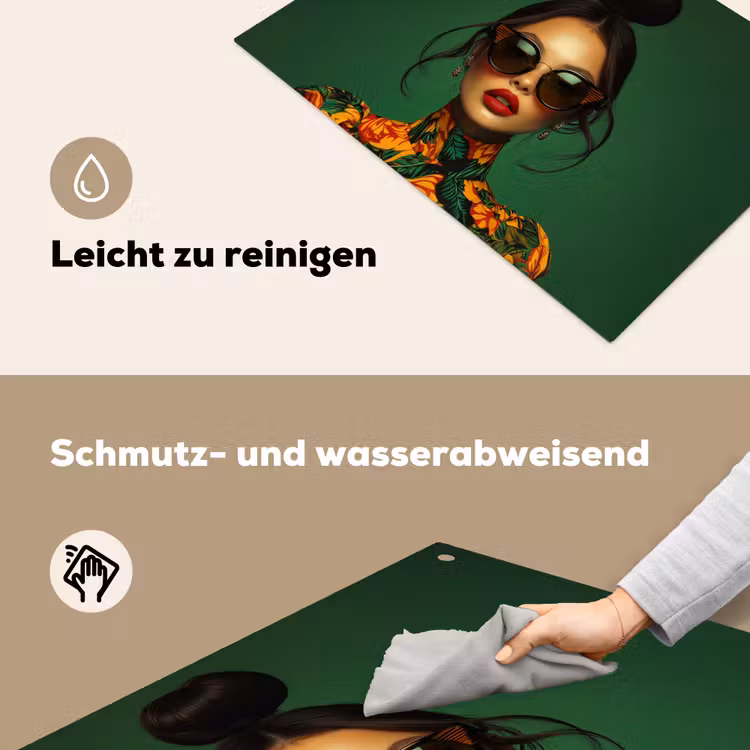 Vrouw - Groen - Modern - Bril - Abstract Inductie beschemer met haakjes klein -ky-schoon-de