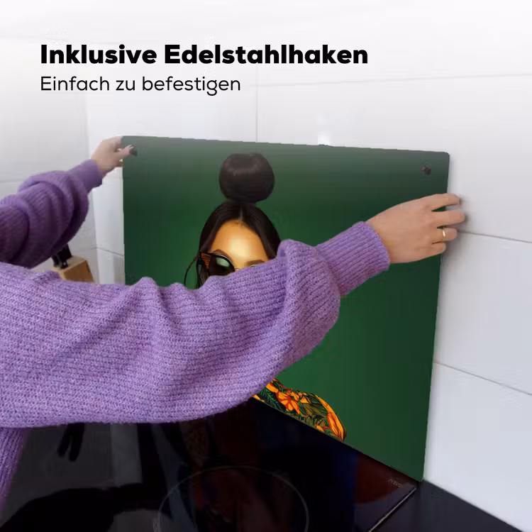 Vrouw - Groen - Modern - Bril - Abstract Inductie beschemer met haakjes klein -ky-ophangen-de
