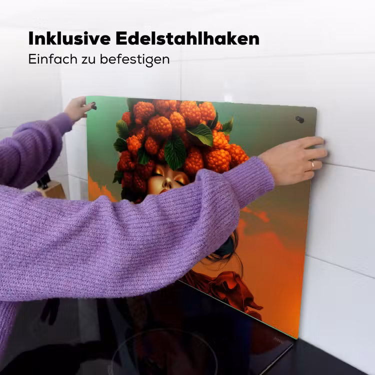 Vrouw - Frambozen - Bladeren Inductie beschemer met haakjes klein -ky-ophangen-de