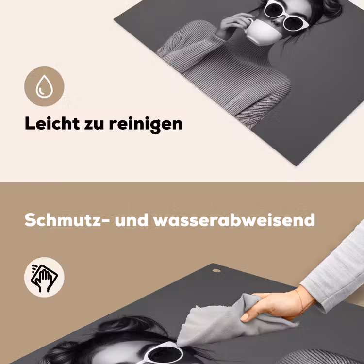 Vrouw - Koffie - Zwart - Wit Inductie beschemer met haakjes klein -ky-schoon-de